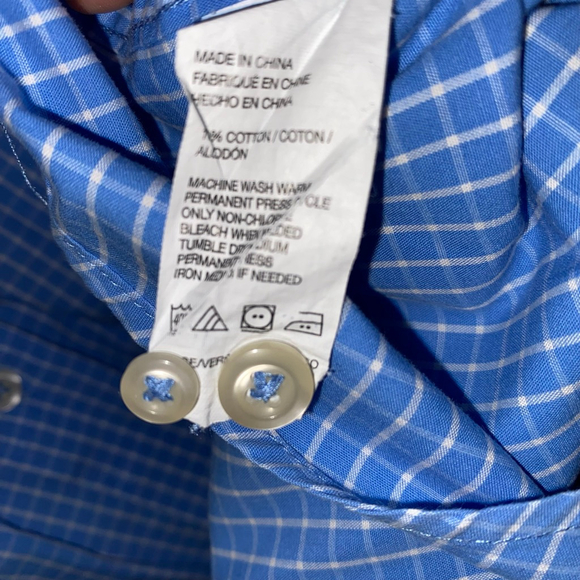 Men's IZOD Blue & White Plaid Casual Button Down Shirt XL 100% Cotton - Picture 4 of 4
